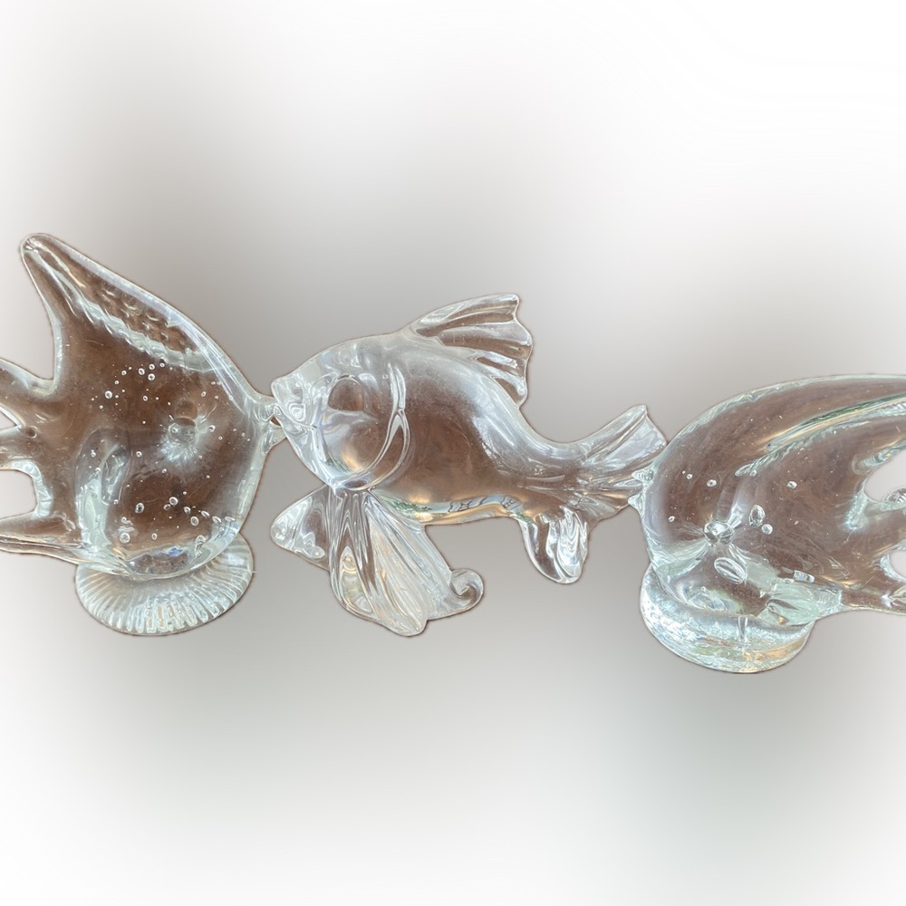 3 Elegant Glass Fish Ornaments